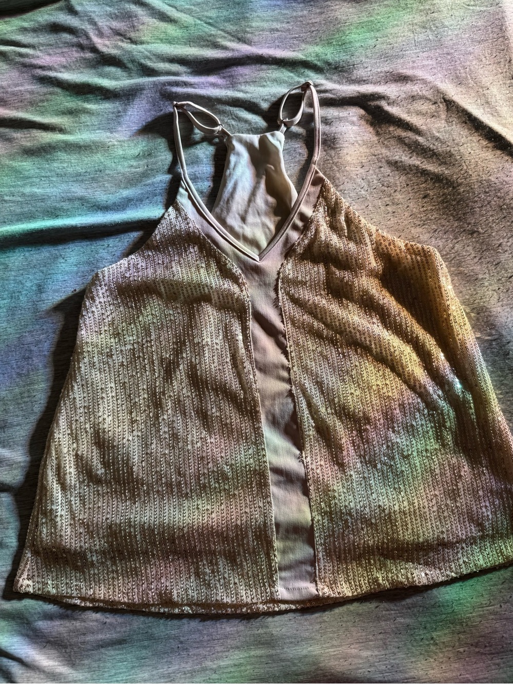 Gold V-Neck Cami Tank Top - Women's